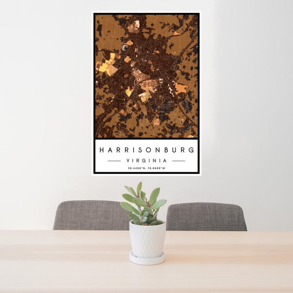 Harrisonburg - Virginia Map Print in Ember
