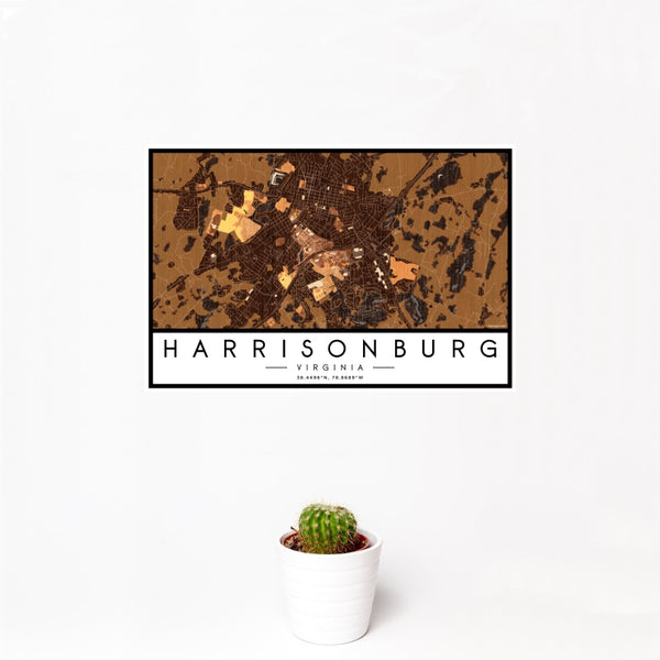 Harrisonburg - Virginia Map Print in Ember