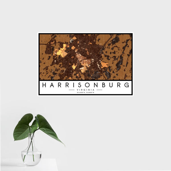 Harrisonburg - Virginia Map Print in Ember