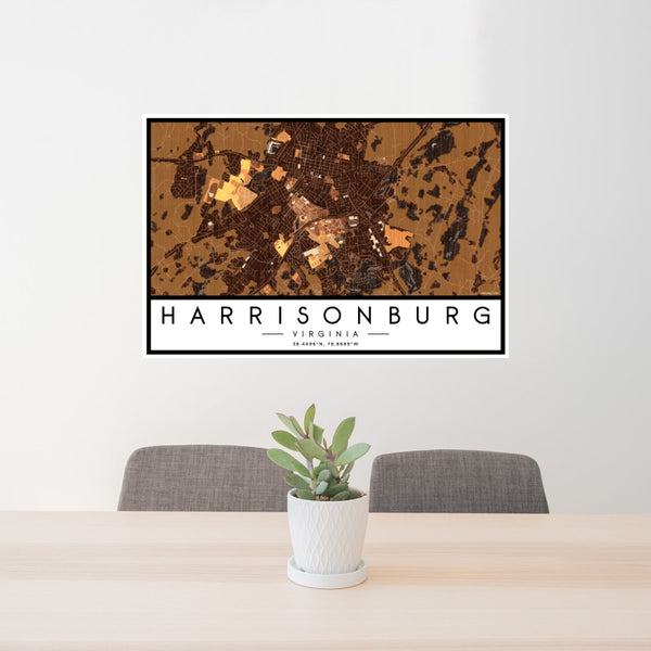 Harrisonburg - Virginia Map Print in Ember