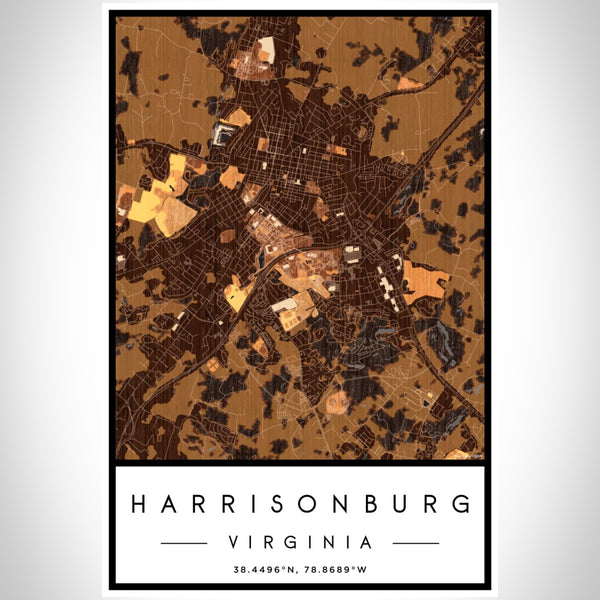 Harrisonburg - Virginia Map Print in Ember