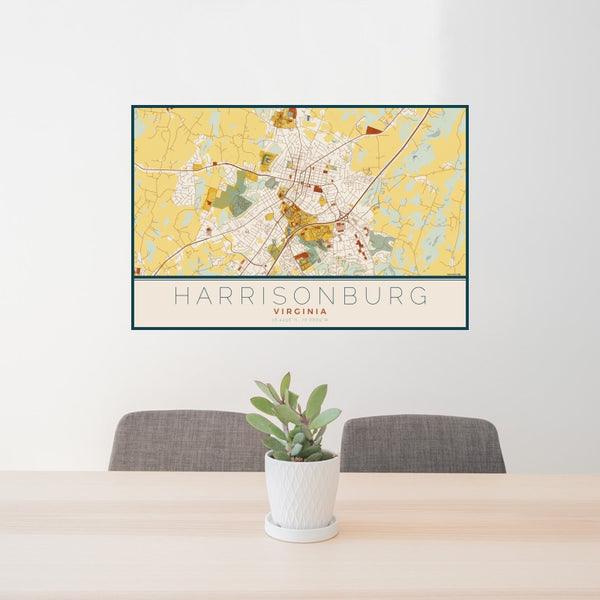 Harrisonburg - Virginia Map Print in Woodblock