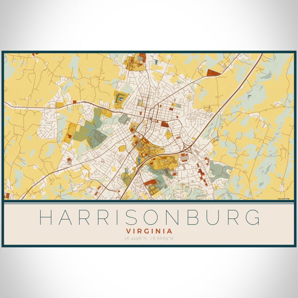 Harrisonburg - Virginia Map Print in Woodblock