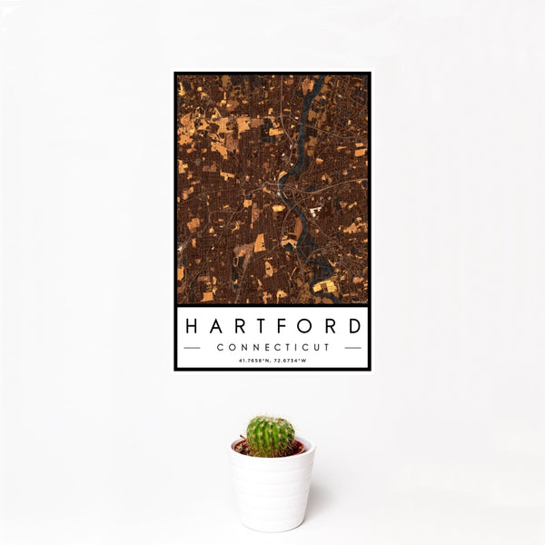 Hartford - Connecticut Map Print in Ember