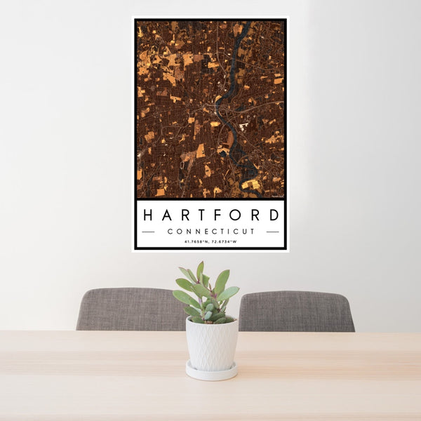 Hartford - Connecticut Map Print in Ember