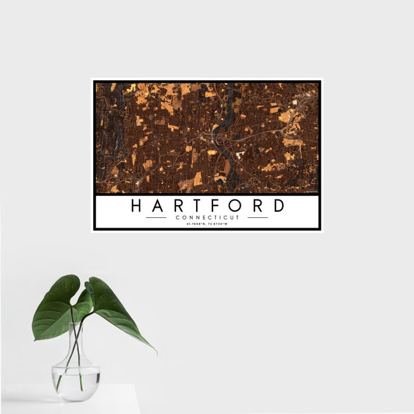 Hartford - Connecticut Map Print in Ember