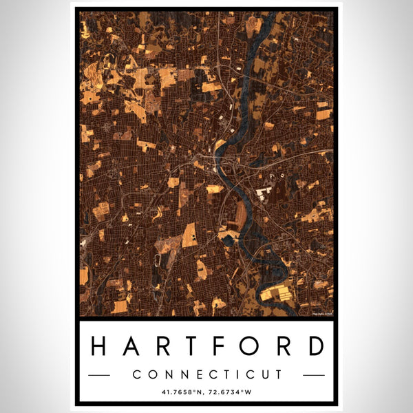 Hartford - Connecticut Map Print in Ember