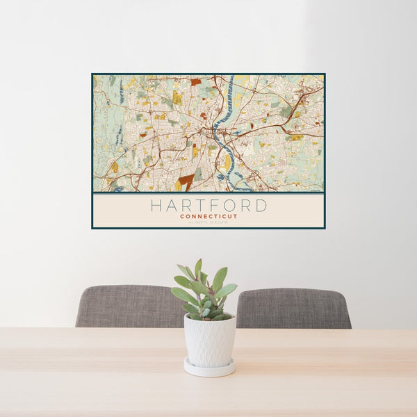 Hartford - Connecticut Map Print in Woodblock