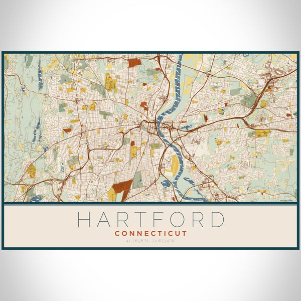 Hartford - Connecticut Map Print in Woodblock