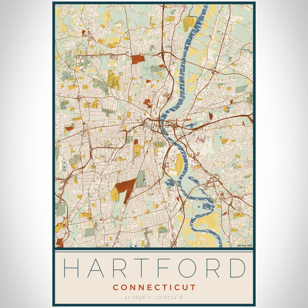 Hartford - Connecticut Map Print in Woodblock