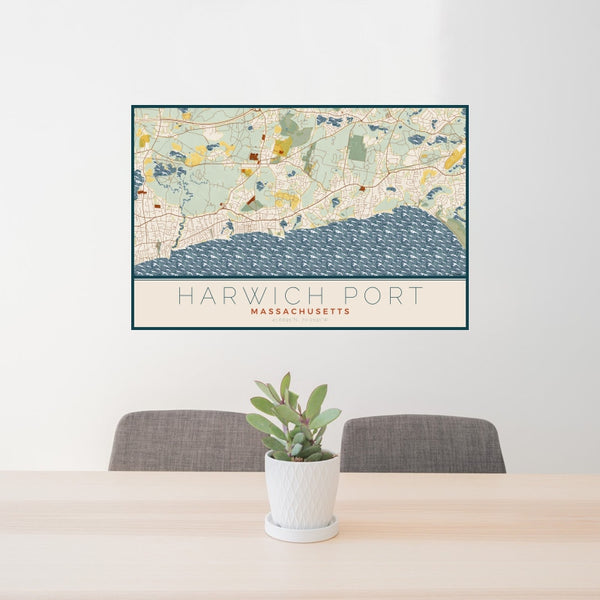 Harwich Port - Massachusetts Map Print in Woodblock