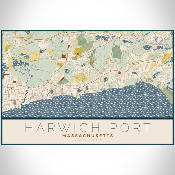 Harwich Port - Massachusetts Map Print in Woodblock