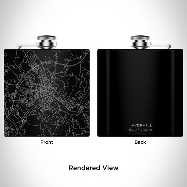 Haverhill - Massachusetts Map Hip Flask in Matte Black