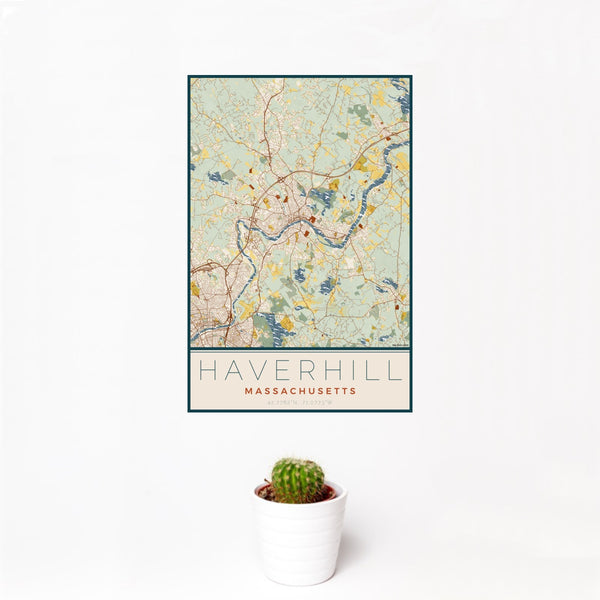 Haverhill - Massachusetts Map Print in Woodblock