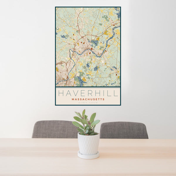 Haverhill - Massachusetts Map Print in Woodblock