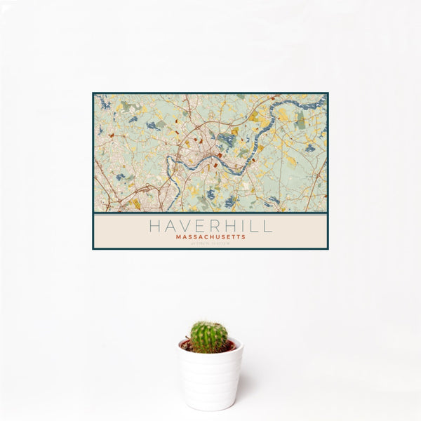 Haverhill - Massachusetts Map Print in Woodblock