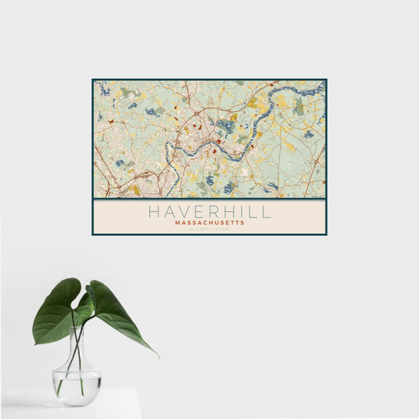 Haverhill - Massachusetts Map Print in Woodblock