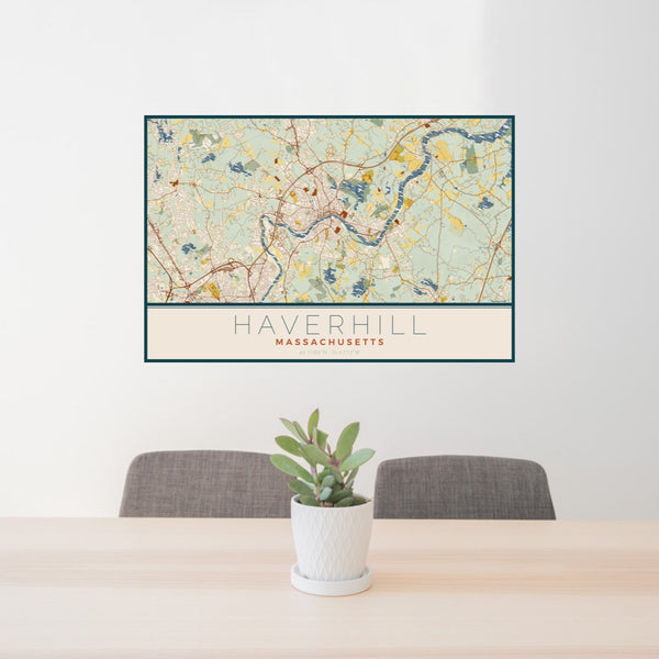 Haverhill - Massachusetts Map Print in Woodblock