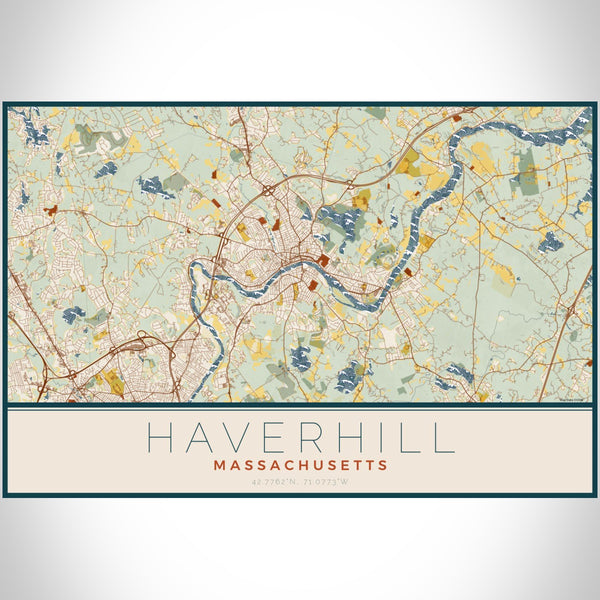Haverhill - Massachusetts Map Print in Woodblock