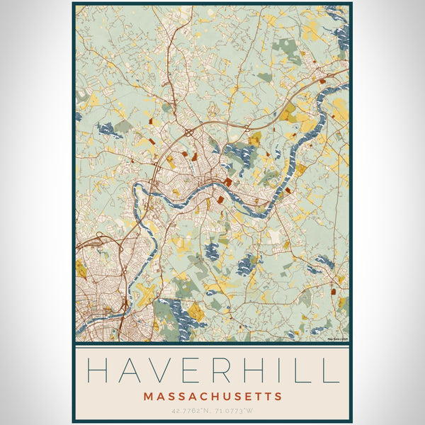 Haverhill - Massachusetts Map Print in Woodblock