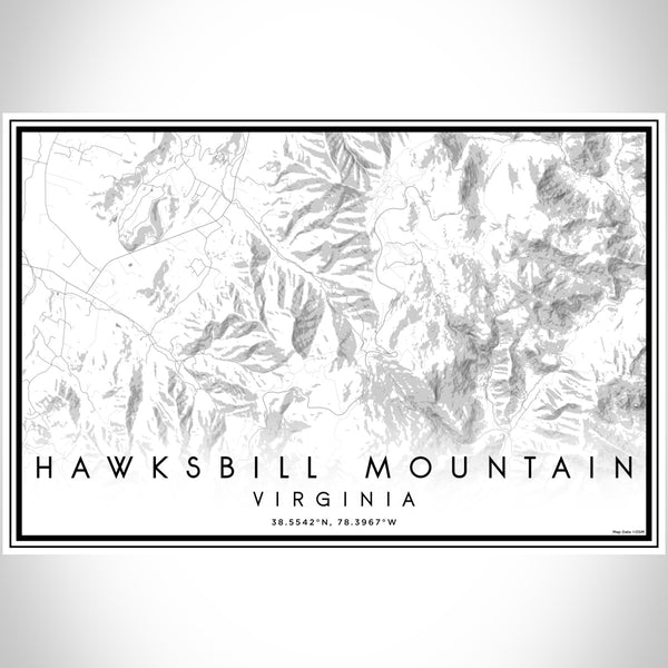 Hawksbill Mountain Virginia Map Print Landscape Orientation in Classic Style With Shaded Background