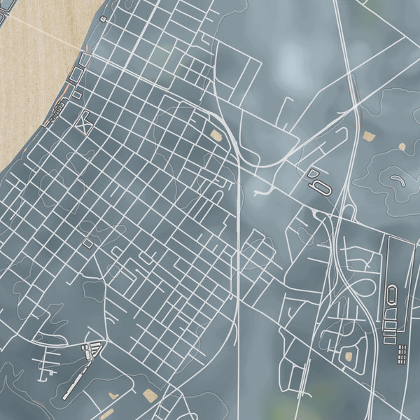 Henderson Kentucky Map Print in Afternoon Style Zoomed In Close Up Showing Details