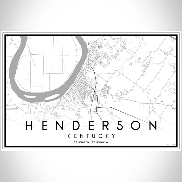 Henderson Kentucky Map Print Landscape Orientation in Classic Style With Shaded Background