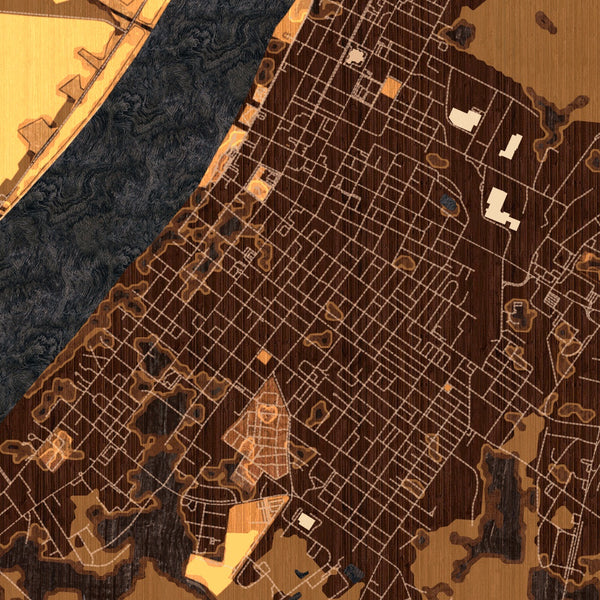 Henderson Kentucky Map Print in Ember Style Zoomed In Close Up Showing Details