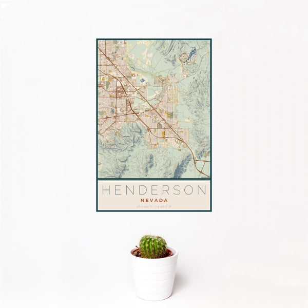 Henderson - Nevada Map Print in Woodblock