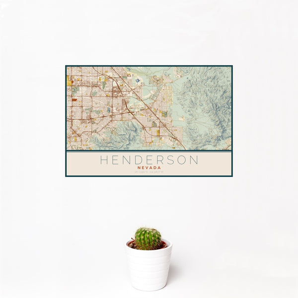 Henderson - Nevada Map Print in Woodblock