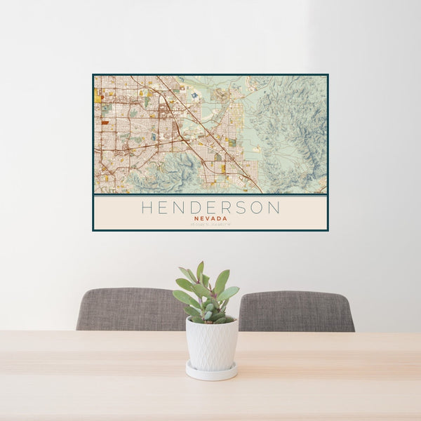 Henderson - Nevada Map Print in Woodblock