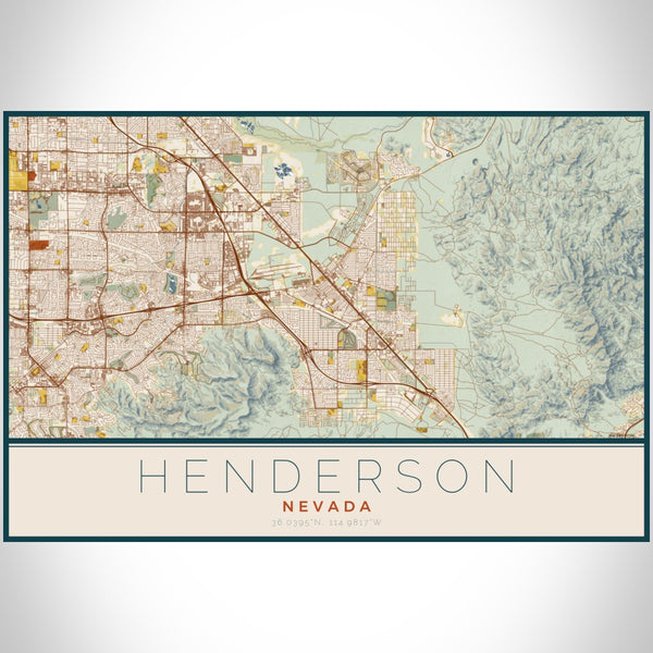 Henderson - Nevada Map Print in Woodblock