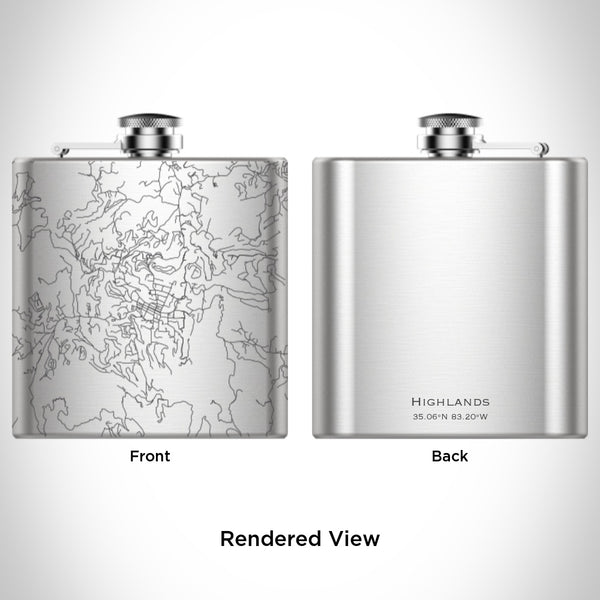 Highlands - North Carolina Map Hip Flask