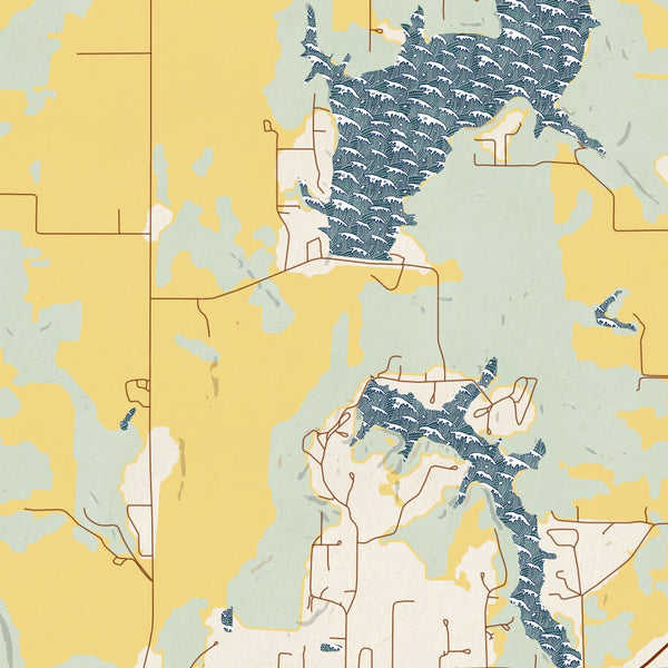 Hillsboro Illinois Map Print in Woodblock Style Zoomed In Close Up Showing Details