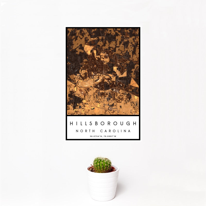 Hillsborough - North Carolina Map Print in Ember