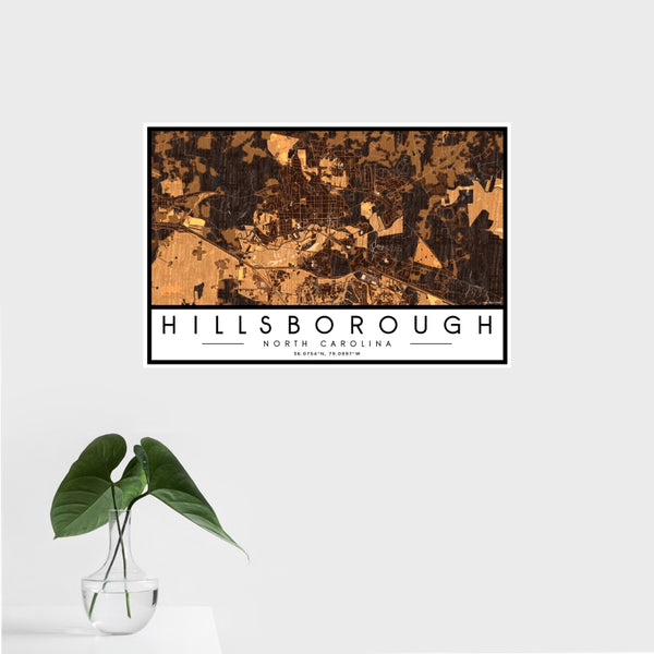 Hillsborough - North Carolina Map Print in Ember