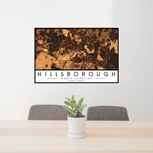 Hillsborough - North Carolina Map Print in Ember