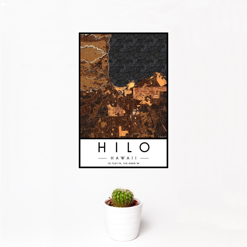 Hilo - Hawaii Map Print in Ember