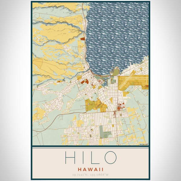 Hilo - Hawaii Map Print in Woodblock