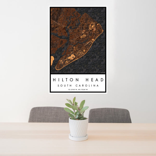 Hilton Head - South Carolina Map Print in Ember