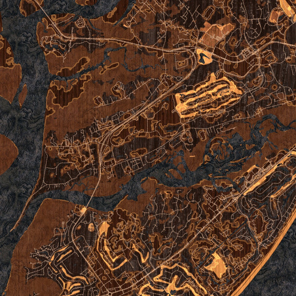 Hilton Head - South Carolina Map Print in Ember