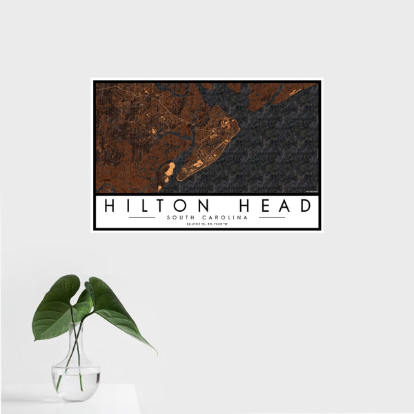 Hilton Head - South Carolina Map Print in Ember