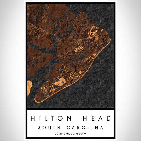 Hilton Head - South Carolina Map Print in Ember