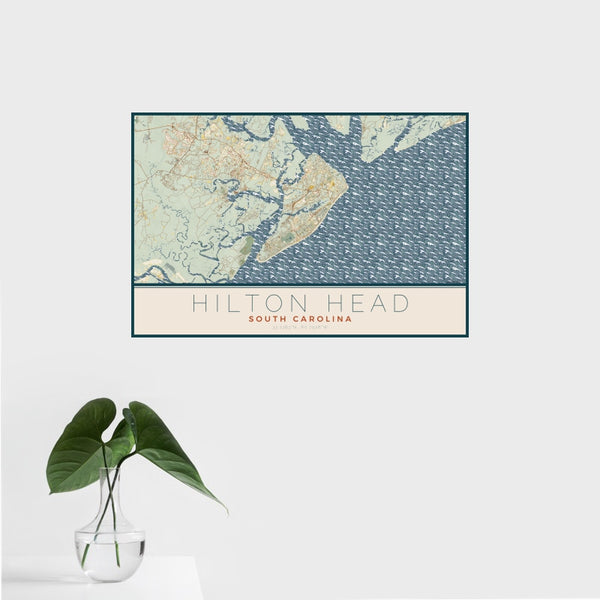 Hilton Head - South Carolina Map Print in Woodblock