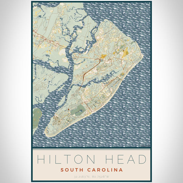 Hilton Head - South Carolina Map Print in Woodblock