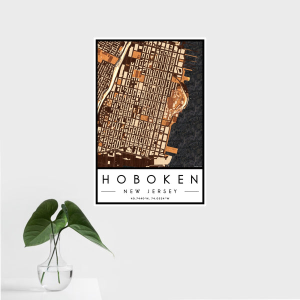 Hoboken - New Jersey Map Print in Ember