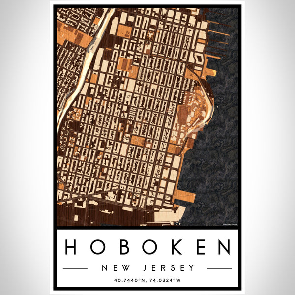 Hoboken - New Jersey Map Print in Ember