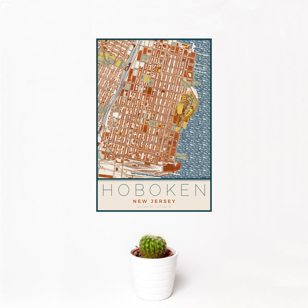 Hoboken - New Jersey Map Print in Woodblock