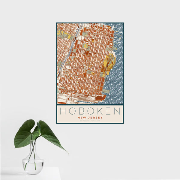 Hoboken - New Jersey Map Print in Woodblock