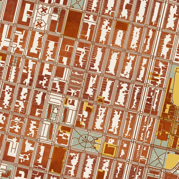 Hoboken - New Jersey Map Print in Woodblock